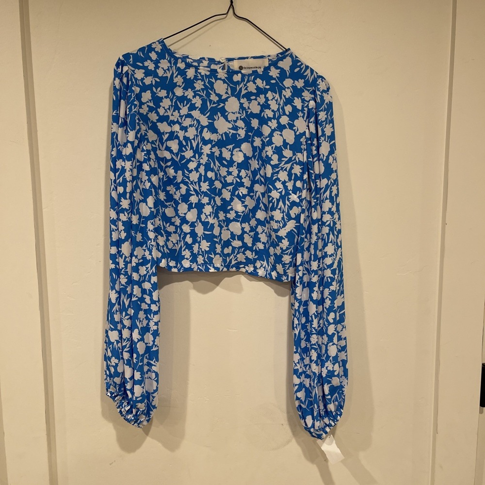 The Impeccable Pig sz M balloon Sleeve Cropped floral - Picture 1 of 9